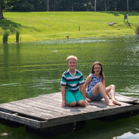 kids On the pond raft