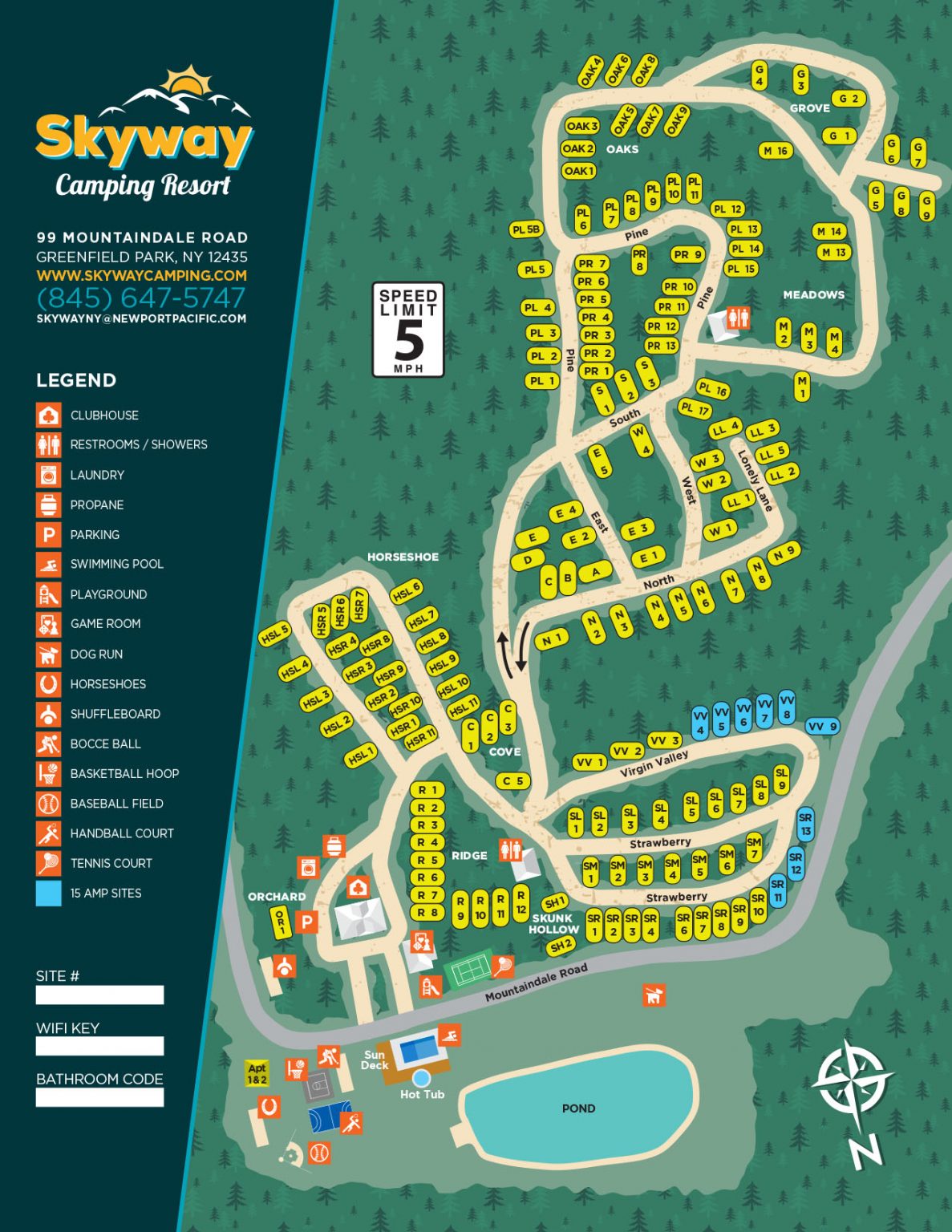 Park Map of Skyway Camping Resort in Greenfield Park, NY